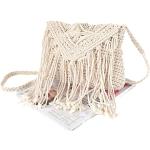 Femmes Crochet Sac à bandoulière frangée coton pompon plage Bohème Cross-body Bag