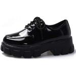 Chaussures casual noires en cuir à bouts ronds à lacets Pointure 38 look Rock pour femme 