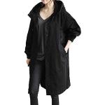 Doudounes en cuir d'automne noires à carreaux avec ceinture imperméables à capuche sans manches Taille XXL plus size look fashion pour femme 