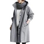 Vestes de running d'automne grises en cuir synthétique imperméables coupe-vents à capuche sans manches Taille 4 XL plus size look fashion pour femme 