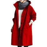 Vestes de ski d'automne rouges en tweed imperméables coupe-vents à capuche à manches courtes Taille XXL plus size look fashion pour femme 