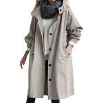 Parkas longues d'automne grises imperméables coupe-vents à capuche Taille 5 XL plus size look fashion pour femme 