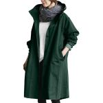 Parkas longues d'automne vertes imperméables coupe-vents à capuche Taille 5 XL plus size look fashion pour femme 