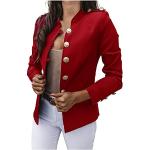 Blazers vintage rouge bordeaux en velours à manches longues Taille S plus size look casual pour femme 