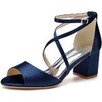 Sandales à talons bleu marine à bouts ouverts Pointure 37 look fashion pour femme 