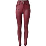 Pantalons taille haute rouges en cuir synthétique Taille XL look fashion pour femme 
