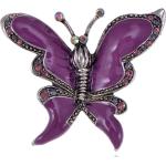 Broches multicolores en cristal à strass à motif papillons en strass look fashion pour femme 