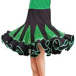 Tutus de danse verts en polyester à paillettes à motif fleurs Taille 5 XL plus size look asiatique pour femme 