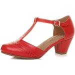 Femmes Talon Moyen découper Chaussures Richelieu Escarpins Pointure 3 - Rouge Mat - 36 EU