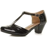 Femmes Talon Moyen découper Chaussures Richelieu Escarpins Pointure 4 - Noir Verni - 37 EU