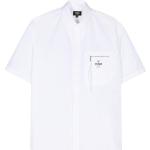 Chemises de créateur Fendi blanches en popeline imprimées à manches courtes classiques pour homme 