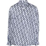 Chemises de créateur Fendi bleues en lin pour homme 