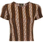 T-shirts de créateur Fendi marron chocolat seconde main à manches courtes Tailles uniques pour femme 