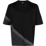 T-shirts à imprimés de créateur Fendi noirs à rayures en jersey à manches courtes à col rond pour homme 