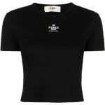 T-shirts de créateur Fendi noirs en jersey à manches courtes à col rond pour femme 