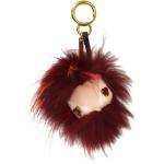 Porte-clés de créateur Fendi rouges en fourrure à pompons seconde main look vintage 