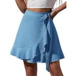 Jupes portefeuille Feoya bleues en polyester à volants Taille S look fashion pour femme 