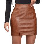 Jupes courtes Feoya marron en cuir synthétique minis Taille XL look fashion pour femme 