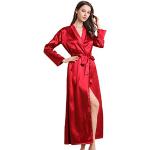 Chemises de nuit longues Feoya rouges en satin Taille XL look fashion pour femme 