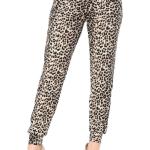 Pantalons classiques beiges nude à effet léopard à motif animaux petite look fashion pour femme 