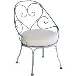 Fermob Chaise de jardin avec coussin 1900 Cabriolet gris tempête coussin étoffe Sunbrella® gris blanc