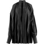 Chemises de créateur Ferragamo noires à effet froissé en viscose à manches longues à manches longues pour femme 