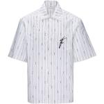 Chemises de créateur Ferragamo blanches all over en coton mélangé col italien à manches courtes pour homme 