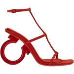Sandales à talons de créateur Ferragamo rouges en cuir de veau à bouts ouverts pour femme 
