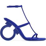 Sandales à talons de créateur Ferragamo bleu électrique en velours à bouts ouverts pour femme en promo 