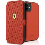 Coques & housses iPhone 12 Mini rouges en cuir Ferrari look fashion 
