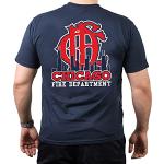 Feuer1 T-shirt Inscription CHICAGO FIRE DEPT Horizon et emblème CFD Bleu marine bleu marine M