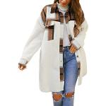 Manteaux classiques d'automne kaki laqués en flanelle mi-longs à manches longues Taille XXL look urbain pour femme 