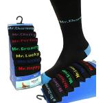 (FF11) Lot de 7 paires de chaussettes jours de la semaine - Fantaisie - Différentes humeurs - Coton - Noir - Pour usage quotidien - Chaussettes 39-46 - Noir - 39 /45