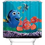 Fgolphd Rideau de douche Finding Nemo 120 x 200 cm 180 x 200 cm, textile océan avec dauphins multicolores, étanche, pour décorer votre salle de bain (180 x 180,7)