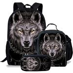 Sacs à dos scolaires à motif loups look fashion 