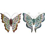 Statuettes multicolores en métal à motif papillons de 55 cm 