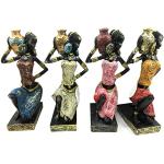 Statuettes africaines multicolores en résine à motif Afrique style ethnique 