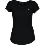 Maillots de running de créateur Fila noirs en polyester respirants à manches courtes Taille XS pour femme en promo 