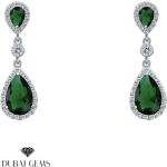 Boucles d'oreilles pendantes de soirée vert émeraude en diamant pour femme 
