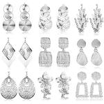 Boucles d'oreilles argentées en métal à motif papillons en argent en lot de 9 look fashion pour femme 