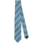 Cravates en soie Fiorio turquoise à rayures en soie pour homme en promo 