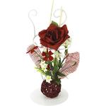 Compositions florales artificielles Flair rouges en métal à motif fleurs romantiques 