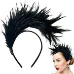 Serre-têtes plume noirs en satin Tailles uniques rétro pour femme en promo 