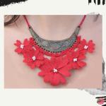 Colliers plastrons rouges à perles style bohème pour femme 