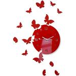 Horloges design rouges à motif papillons modernes 