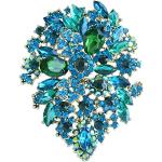 Broches turquoise en cristal à motif fleurs look fashion pour femme 