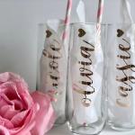 Flutes à champagne roses en verre 
