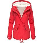 Parkas d'hiver rouges en peluche coupe-vents doublées Taille 4 XL look fashion pour femme 