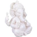 Statuettes Ganesh blanches en résine à motif voitures 