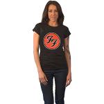 Foo Fighters T Shirt FF Band Logo Official Womens Skinny Fit Black, T-Shirt Femme, Black,